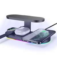 Factory hot selling the 5in1 wireless charger with USB output watch mobile phone wireless charger for office hotel traveling