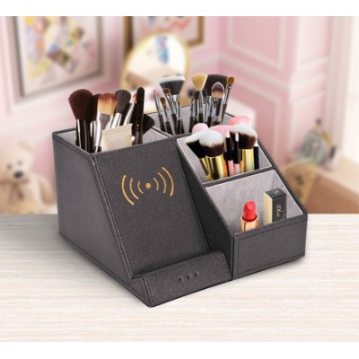 Portable home use storage box with bluetooth charger fast charge makeup organizer