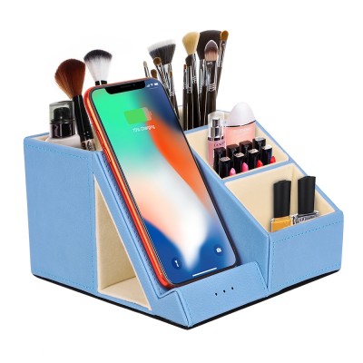 Large Capacity Cosmetic Storage Box Wireless with Fast Charging  Case Nail Polish Lipstick Desk Organizer